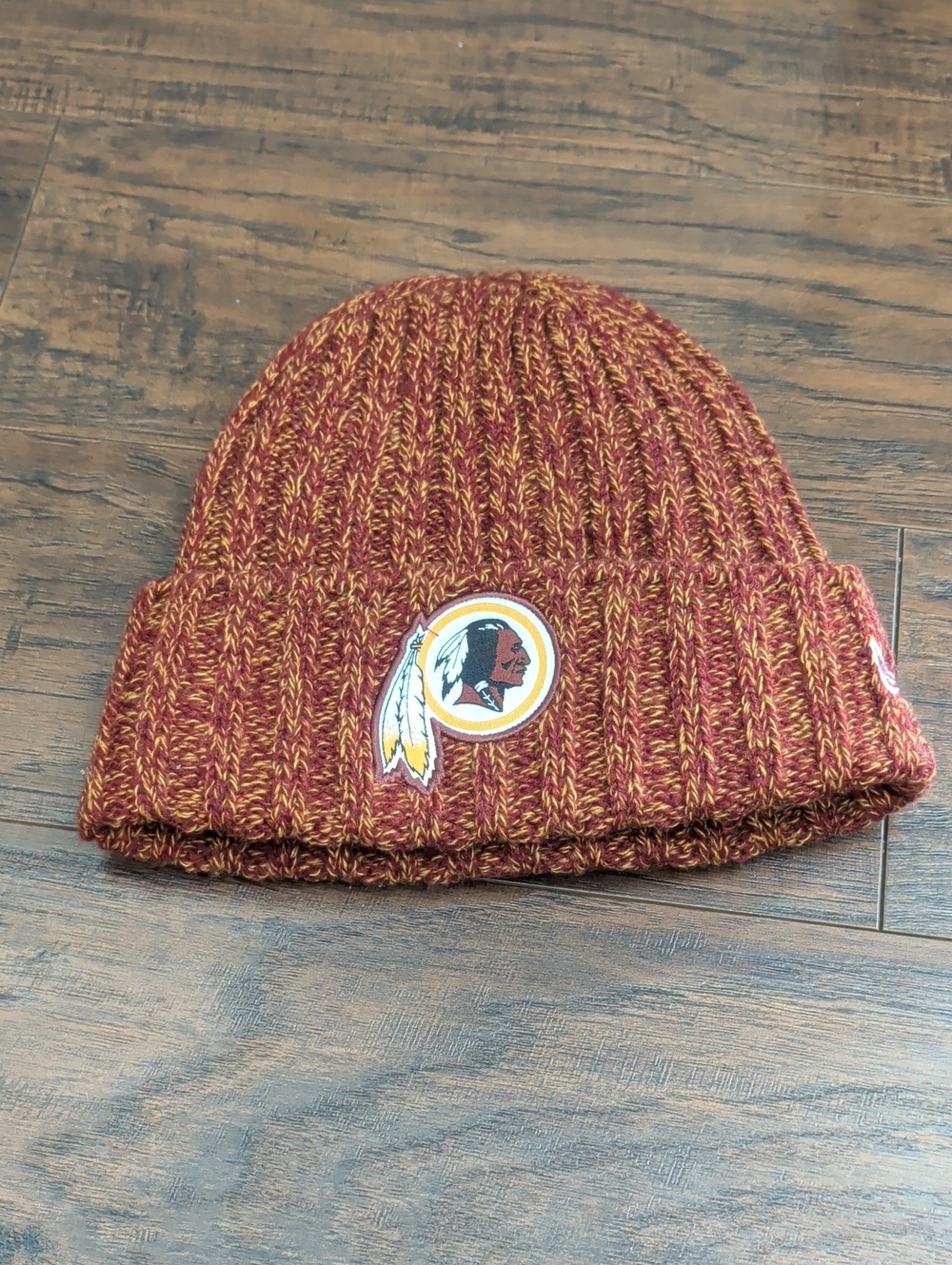 New Era Washington Redskins Burgundy and Gold Knit Beanie with Team Patch